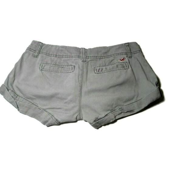 Hollister Booty Shorts Gray Womens Embroidered Logo Seagull Size 1 - Picture 2 of 6
